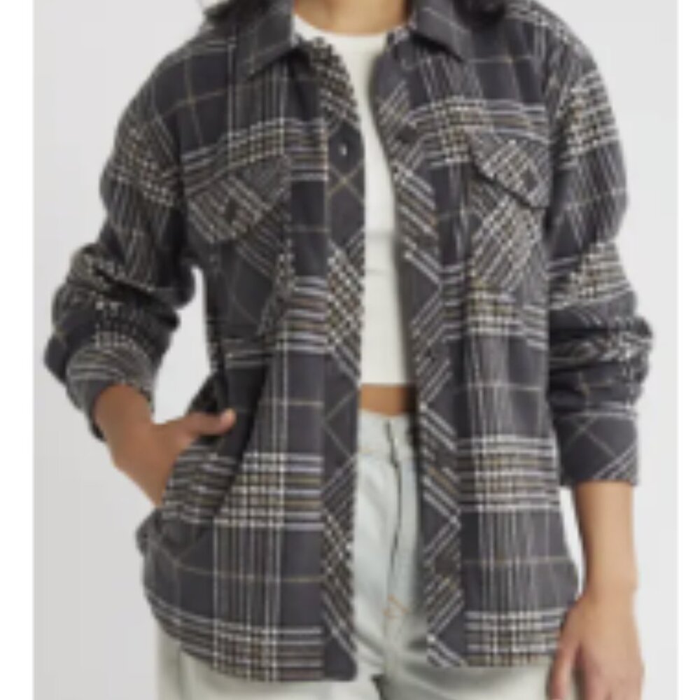 Thread & Supply Plaid Polar Fleece Shacket- size large - Picture 2 of 3